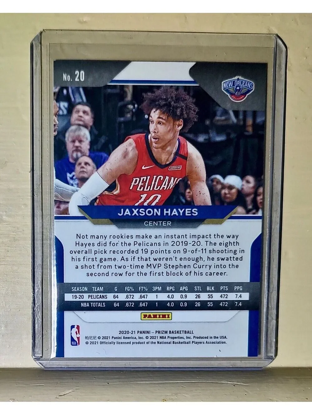 Jaxson Hayes 2020-2021 Panini Prizm NBA #20 Basketball Card Pelicans